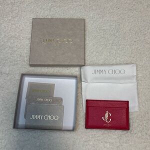 Jimmy Choo Smooth Calfskin Umika Card Holder in Hot Pink